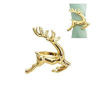 Poitemsic (Set of 6) Gold Reindeer Dinner Napkin Rings for Christmas Lunch Dinner Party Tableware Napkin Set Christmas Decorations Napkin Holder