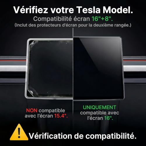 CYBERBEANS 16 inch + 8 inch screen protector for Tesla Model y Juniper 2026 | Tempered Glass Accessories Anti-Fingerprint, Bubble-Free, 9H Hardness, With Installation Kit