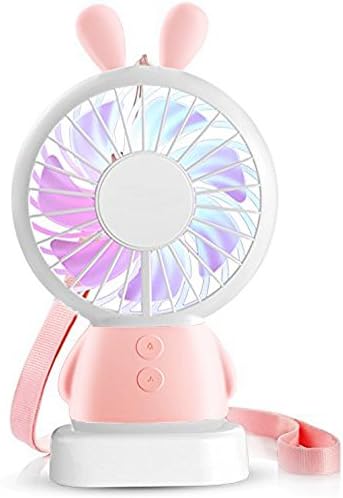 MIGZOE Mini Handheld Fan, Personal Portable Desk Desktop Table Cooling Fan with USB Rechargeable Battery Operated Electric Fan for Traveling Outdoor Office Home Use (Pink Rabbit)