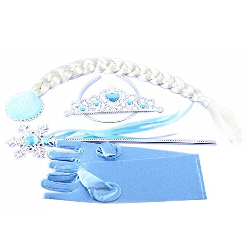 iikids Little Girls Princess Gloves Plastic Crown Jewelry Wand Wig Plait Sets