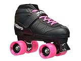 New! 2016 Epic Super Nitro Pink Indoor / Outdoor Quad Roller Speed Skates w/ 2 Pair of Laces (Pink & Black)