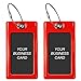Luggage Tags Business Card Holder by TUFFTAAG - Durable Travel ID Bag Tag, Secure & Flexible, Perfect for Suitcases, Backpacks, and Carry-Ons, Easy Identification (2 Pack, Red 2pk)