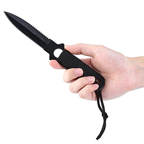 TOOLTOO Scuba Diving Knife Set â€“ Tactical Survival Knife Kit â€“ 4 Pieces Set Razor Sharp With Nylon Knife Pouch for Outdoor Snorkeling Hunting Survival Rescue and Water Sports, 8.5â€