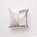 Meaning4 Sequins Unicorn Mermaid Throw Pillow Cover Christmas Cushion Case Kids Gift DIY Reversible Double Color Iridescent and Silver 16x16inches 40x40CM