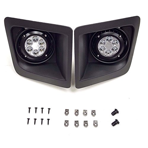 LEDIN For 2014-2015 GMC Sierra with Built-in LED Front Bumper Clear Fog Driving Lights Bezel Pair