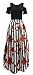 Ladies Black Short Sleeve Tops Skirt Set Floral Stripe Full Long Maxi Skirts M