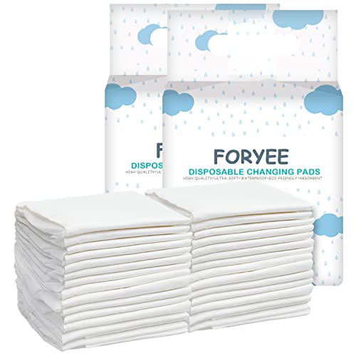 FORYEE Disposable Changing Pad Liners for Baby 17 x 13 Inches (25 Pack) Waterproof Underpads Soft Non-Woven Fabric Breathable Changing Pad for Changing Table - White