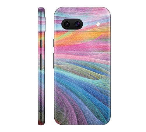 Glossy Glitter Phone Skin Compatible with Google Pixel 8a - Rainbow Waves - Pre…