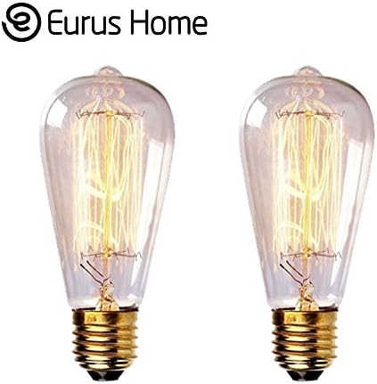 Eurus Home ST58 40W Vintage Antique Edison Style Incandescent Clear Glass Light Lamp Bulb (ST58 40W 2 Pack)