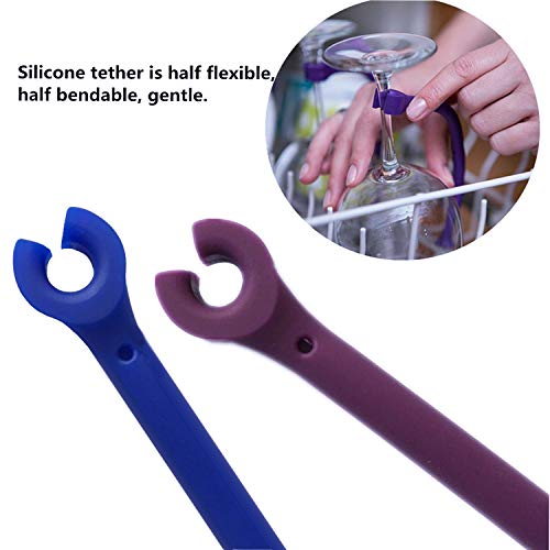 YouU Silicone Stemware Saver Flexible Stemware Holder Dishwasher Wine Glass Protector Tether Silicone Dishwasher Attachment (Blue/8 pcs) - Thumbnail 4