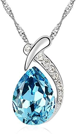 Jewistic Crystal Aquamarine Pear – Rhodium-Plated Silver Jewelry – Fashion Accessories for Women 5L50126