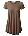 URBANCLEO Womens Round Neck Elong Tunic Top Mini T-Shirt Dress Mocha 3XLARGE
