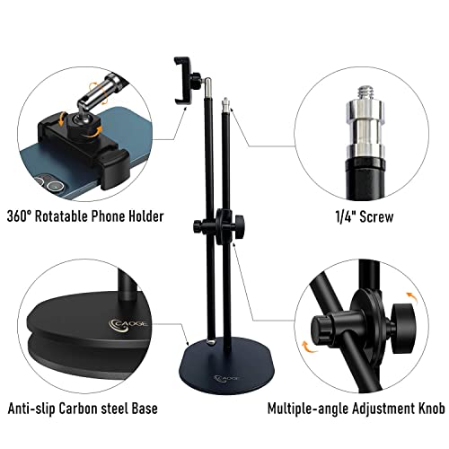 CAOGE Overhead Phone Stand, Live Stand, Adjustable Tabletop Phone Mount