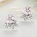 BAMOER 925 Sterling Silver Poetic Daisy Cherry Blossom Earring Studs Pink Enamel with Clear CZ for Women