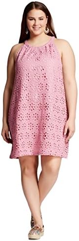 Jaime Women's (Juniors') Plus Size Halter Neck Floral Lace Dress (2X, Dusty Mauve)