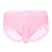 YiZYiF Sissy Pouch Panties Men's Lace Transparent Bikini Open Butt Bikini Thongs Pink X-Large(Waist 31.0-43.0