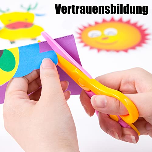 Koogel Kinder Papierschnitt Set, 120 Blatt Papier mit 2 Stück Kinder Sicherheit Schere Lustiges Papierschneid Kinder Bastelschere für Vorschule Training Schere Früherziehung Kindergarten Pädagogisch