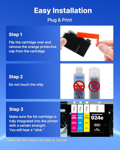924e 924XL Ink Cartridges Compatible for HP 924e 924 Ink Cartridges for HP OfficeJet Pro 8120 8123 8120e 8122e 8124e 8125e 8128e 8130 8130e 8132e 8134e printers (4-Pack, Black, Cyan, Magenta, Yellow)