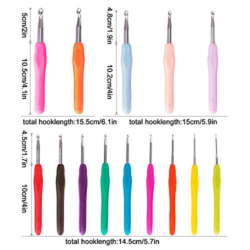 K Kwokker 48 Pieces Ergonomic Crochet Hooks Set with Cartoon Cat Case Grip Crochet Kit and Accessories for Beginners and Crocheters, Complete Accessories, Small Volume and Convenient to Carry, Pink, 2