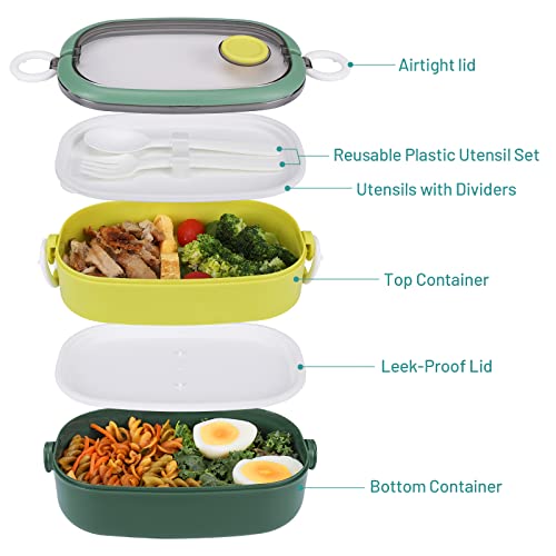 DANIA & DEAN Bento Box Lunch Box for Adult/Kids, 2 Stackable Portable