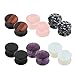 TOPBRIGHT 6 Pair / 12 Pieces Set Natural Mixed Stone Plug Double Flared Flesh Tunnels Gauges