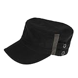 FakeFace Unisex Women Men Adjustable Army Cadet Castro Patrol Baseball Hat Breathable Cotton Mesh Flat Top Sun Hats Visor Snapback Baseball Cap - Solid Color
