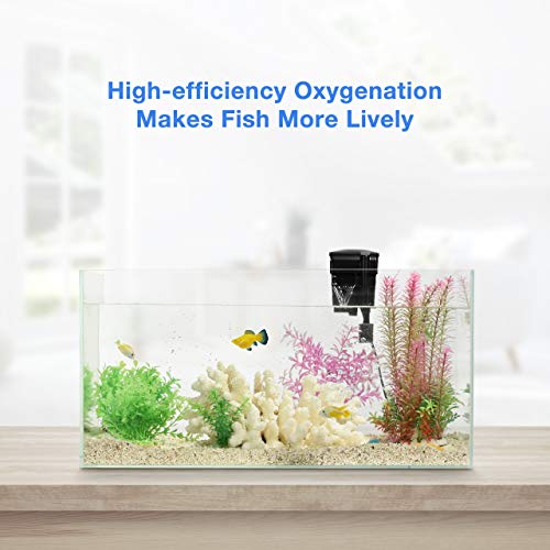 Homasy 70 GPH Aquarium Filter, Hang-on Fish Tank Filter with 9 PCS Replacement Filter Cartridges for 8-27 Gallons Tank, Adjustable Flow & Quiet Working for Cycle Oxygen - Thumbnail 3