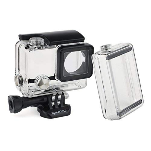 Standard Protective Waterproof Dive Housing Case for GoPro Hero 4, 3+, and 3 Camera and BacPac Backdoor for Extended LCD Screen or Expansion Battery - Up to 40 Meters Underwater - Transparent Clear