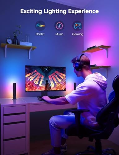 Govee LED Light Bars, Smart WiFi RGBIC TV Backlight, Gaming Lights with Scene and Music Modes, Play Light Bar for PC, TV, Room Decoration, Work with Alexa & Google Assistant