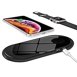 Fast Wireless Charger, ZealSound Qi-Certified Wireless Charging Pad Station 10W/7.5W5/W Ultra Slim【Case Friendly】【 Ultra Slim Portable】 Tempered Glass for All Qi Enabled Phones and Watch (Black)