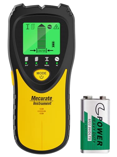 Mecurate 5-in-1 Stud Finder with LCD Display, Wall Scanner for Studs, Metal, AC Wires Detection, Lightweight & Durable, Perfect for Homeowners & DIY Projects (Lemon)