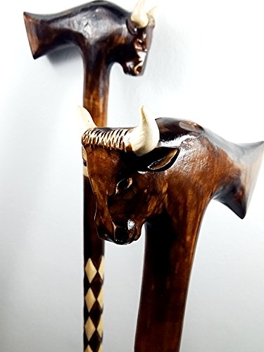 33 inch BULL Cane Walking Stick Wooden Handmade Men's Accessories