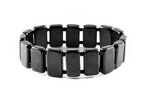 Karelian Heritage Shungite Stone Rectangular Beaded Bracelet, Protection Jewelry for Men (Polished Beads) SB10 - Thumbnail 4