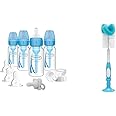 Dr. Brown's Natural Flow Anti-Colic Options+ Narrow Breast to Bottle Pump & Store Feeding Set with S & Reusable Sponge Baby Bottle Cleaning Brush with Suction Cup Stand