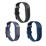 Doestyle Replacement Band for Fitbit Flex, Silicone Watchband Style Buckle for Fitbit Flex, Colorful Design with Adjustable Metal Clasp, Prevent Tracker Falling Off, Pack of 3 Black+Royal+Navy