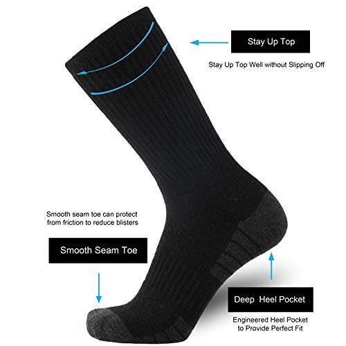 ONKE Cotton Moisture Wicking Work Steel Toe Boot Cushion Crew Socks Men Pack(Black L) Pricepulse