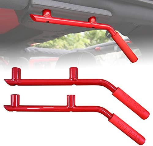 ICars Grab Bar Front Grab Handle for 2007-2017 Jeep JK Wrangler Unlimited Accessories 2 & 4 Door - 1 Pair (Red for Rear)