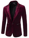 Showblanc (SBJKV01) Male Slender Fit Lapel Color Point 1 Button Velvet Blazer