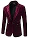 Showblanc (SBJKV01) Male Slender Fit Lapel Color Point 1 Button Velvet Blazer