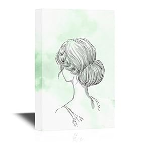 Canvas Wall Art - Hand Drawn of a Beautiful Girl on Abstract Background - Gallery Wrap Modern Home Art | Ready to Hang - 12x18 inches