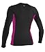 O'Neill Women's Premium Skins UPF 50+ Long Sleeve Rash Guard, Black/Berry/Black, S