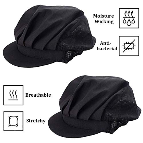 Jahome Women Mesh Industrial Anti-Dust Workshop Hats Kitchen Canteen Food Hat Chef Hair Net (Black2 pcs) - Thumbnail 2