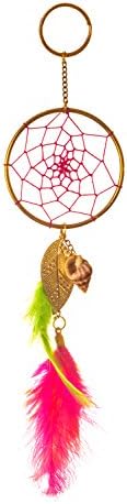 Rooh Dream Catcher ~ Pink Green Key Chain ~ Handmade Key Chain Used as Purse or Bag Hanging, Cupboard Keychain, Car, House Keys, Goodluck Charm! â€¦ (Pink)