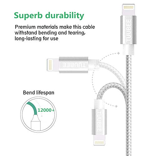 iPhone Charger Cable,3 Pack 3FT TUUBEE Nylon Braided iPhone Charging