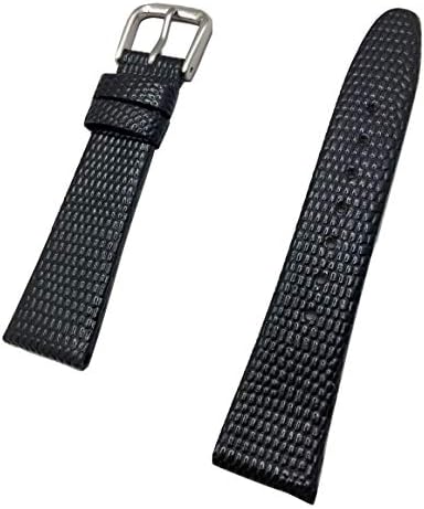 NewLife18mm Short Size, Black Genuine Leather Watchband | Round Lizard Grain, Flat Replacement Watchstrap that brings New Life to Any Watch (Mens Short Length)
