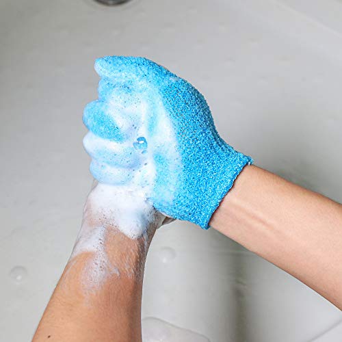 10 Pairs Double Sided Exfoliating Gloves Body Scrubber Scrubbing Glove Bath Mitts Scrubs for Shower, Body Spa Massage Dead Skin Cell Remover, 10 Colors