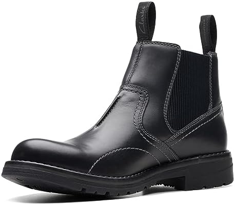 Clarks Morris Easy Chelsea - Stivale Uomo In Pelle Nera, Taglia 45 EU