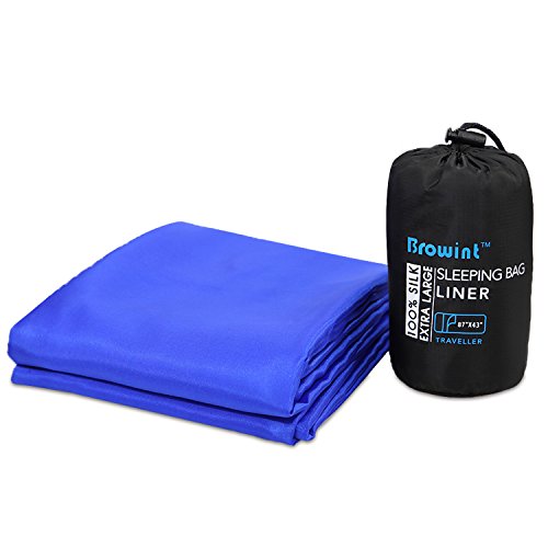 Browint Silk Sleeping Bag Liner, Silk Sleep Sack, Extra Wide 87"x43", Lightweight Travel Sheet for Hotels, More Colors for Option, Reinforced Gussets