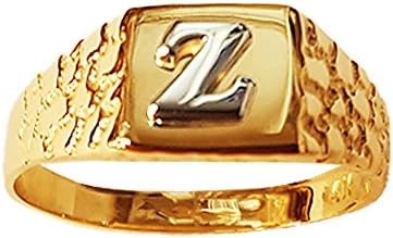 LR2216 7mm One Initial Nugget Shank Ring (gold-plated-base, 5)
