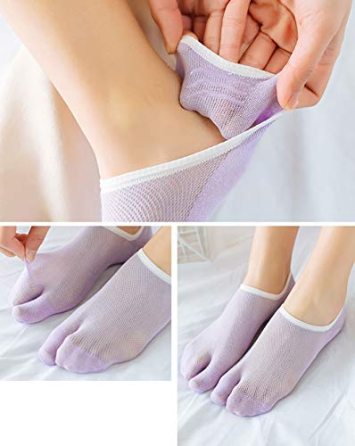Women No Show Tabi Split Toe Socks Footies Low Cut Flats Non Slip Shoe Liner